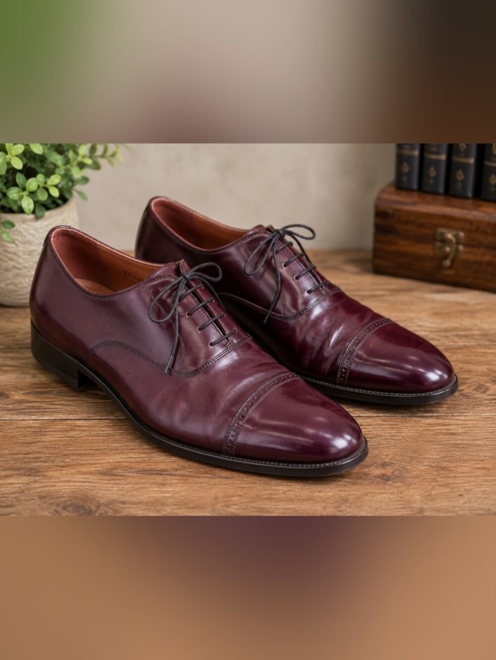Bostonian Men's Size 12M Burgundy Oxblood Leather Cap Toe Oxford Dress Shoes